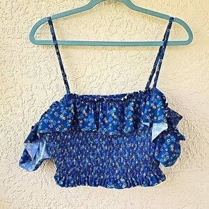 Joe Boxer women's summer crop top. Adorable style. Blue with floral. Size XXXL.